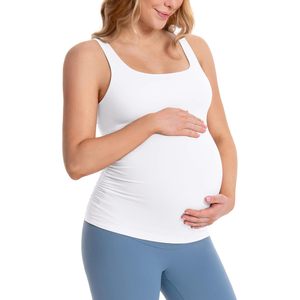 Débardeur de maternité froncé sur le côté FOXA pour femme, bretelles réglables, sans manches, respirant, idéal pour le yoga et l'entraînement pendant la grossesse - Product Image 1