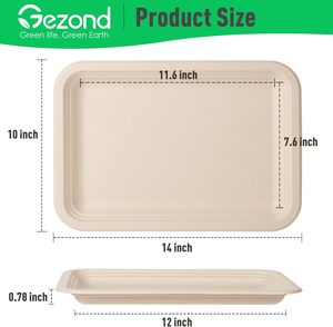 Plateaux alimentaires jetables écologiques de 14 pouces, grandes assiettes en papier résistantes, compostables, en bagasse de canne à sucre, pour <span class=keywords><strong>homard</strong></span> - Product Image 2