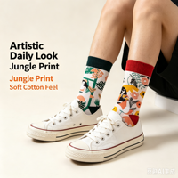 Chaussettes en coton tricoté à motifs abstraits pour hommes et femmes, chaussettes cadeaux botaniques jungle, commande en gros personnalisée ODM