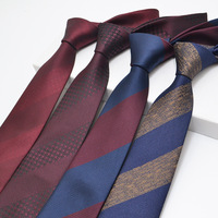 Cravate de mariage formelle pour homme en polyester jacquard rayé floral à séchage rapide de 7 cm pour le marié