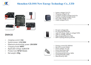 Bóng 15A 3.2V pin 18V 60 Wát năng lượng mặt trời bảng điều khiển 30 wát <span class=keywords><strong>LED</strong></span> điện năng lượng mặt trời ánh sáng đường phố phí điều khiển - Product Image 4