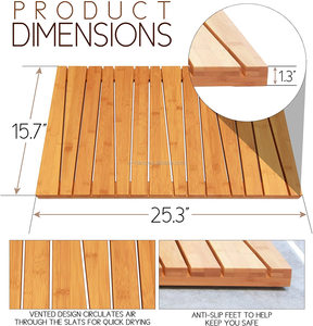 OEM 2021 100% Natural Bamboo Deluxe <strong>Shower</strong> Floor and Bath <strong>Mat</strong>, Skid Resistant, Heavy-Duty natural bamboo <strong>wood</strong> bath <strong>mat</strong> - Product Image 6