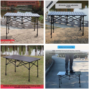 Foldable <b>Table</b> Chairs,120cm Portable Camping <b>Table</b> With Chairs, 1.2m Lightweight <b>Folding</b> Picnic <b>Table</b> for Party Event Camp - Product Image 4