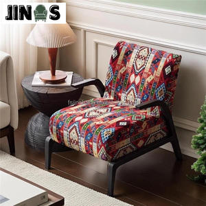 Sillón de ocio Retro de diseño nórdico JINS, sofá individual de madera maciza duradera para dormitorio <span class=keywords><strong>y</strong></span> balcón, silla de arte Monico antiguo medio - Product Image 2