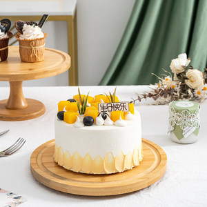 Sliced <strong>Cake</strong> Tray Bamboo Rotating Dessert <strong>Stand</strong> Nordic Style High-Rise Round Display Plate Afternoon Tea Snack Rack - Product Image 2