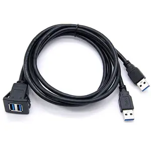 USB אודיו לרכב פנל שקע הר 3.0 כבל מרובע כפול יציאות USB 3.0 כבל נתונים עבור Iphone רכב אופנוע