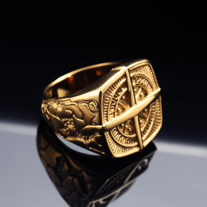 Anillo de <span class=keywords><strong>Hombre</strong></span> Vintage, Chapado en Oro PVD, Acero Inoxidable, Anillo Vikingo con Cruz y Brújula, Resistente al Agua, Anillo de Ancla Fundido para <span class=keywords><strong>Hombre</strong></span> - Product Image 2