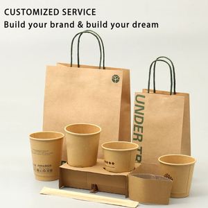 Customized Size Eco-Friendly Classic Earth Tone Paper <b>Bags</b> Custom Logo Durable Handles for Coffee Shops <b>Small</b> Business Retail - Product Image 2