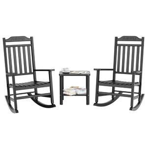 Fauteuil à bascule en bois pour adultes, style ferme moderne, dossier haut, pour patio extérieur et véranda - Product Image 1