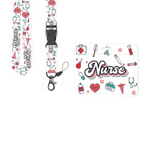 NURSE detachable <b>polyester</b> <b>lanyard</b> with horizontal ID card holder for doctors and nurses. - Product Image 5