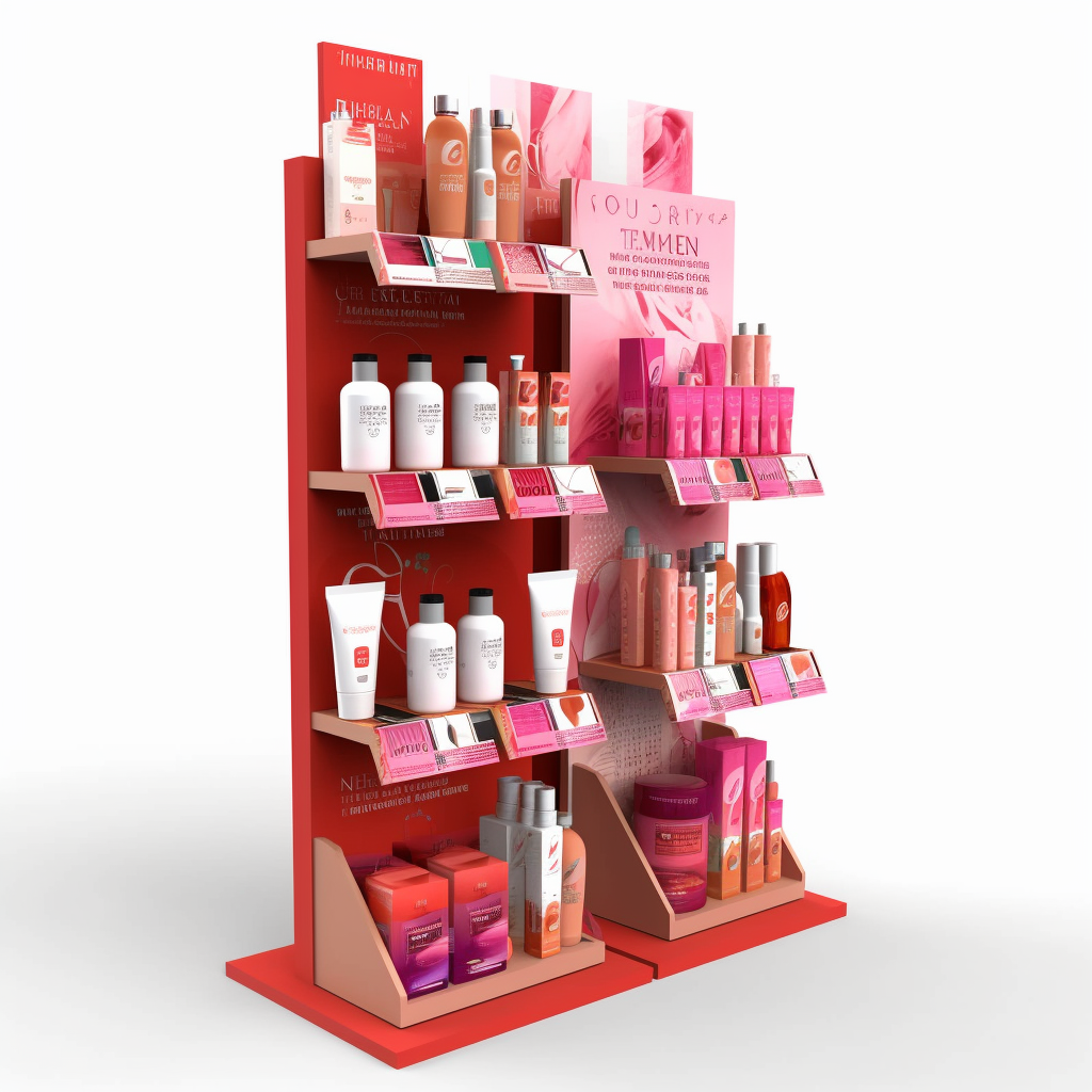 Newest Printing Customized Products Cardboard Floor Cosmetic Store Rack Shelf Display Stand for Cosmetics