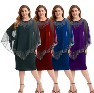 Gaun Pesta Malam Elegan Pakaian Kerja Wanita Kantor Musim Panas Afrika Peplum Jubah Bodycon Ukuran Plus 4XL Gaun Midi Wanita