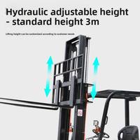Elektrischer Gabelstapler 2-Tonnen 1-Tonnen 3-Tonnen Kleiner Vollautomatischer Stapel-Sitzstapler mit Hydraulik und Gummireifen im Fahrzeugstil