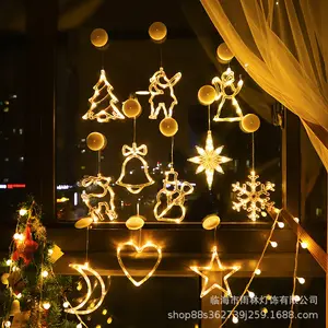 창 3D 거는 LED 크리스마스 훈장 빛 크리스마스 사슴 새끼 사슴 종 소나무 별 달 LED 크리스마스 빛