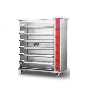 Professionele Roestvrij Staal 6 Staven Rotisserie Oven Kip, Elektrische Kip Rotisserie Oven Met Wielen