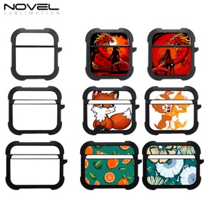 เคสซิลิโคนกันกระแทกแบบ 2 มิติ สำหรับใส่หูฟัง ป้องกันการตก กระแทก  แบบสับลิเมชั่น 4 มุม สีดำ - Product Image 2
