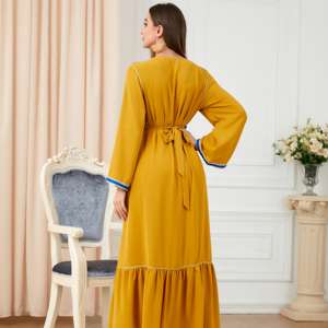 Vestido de boda y fiesta de manga larga hasta el suelo floral musulmán de otoño informal para mujer con hiyab para mujer musulmana - Product Image 6