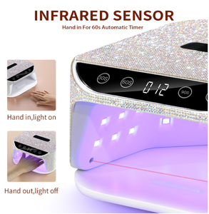 Sèche-ongles UV LED à strass diamantés, lampe à ongles à séchage rapide, commande tactile, capteur automatique pour salon et domicile - Product Image 2