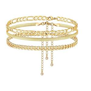 Простой дизайн, позолоченная цепочка-змейка 18K для женщин, украшение на ногу в стиле кубинского плетения. - Product Image 2