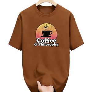 T-shirt streetwear décontracté à manches courtes en coton surdimensionné Coffee and Philosophy - Product Image 2