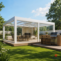 Véranda moderne personnalisée en verre trempé avec éclairage LED sur le bord, pour jardin, patio, cour, maison, villa, OEM ODM