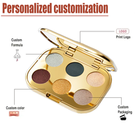 Logo personnalisé Palette d'ombres à paupières 6 couleurs mates et métalliques scintillantes hautement teintées et longue durée pour le maquillage quotidien des yeux