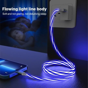 Cable luminoso tipo C Cable de carga USB con luz LED con brillo de flujo rápido para carga de computadora - Product Image 3