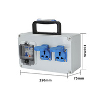 Boîte de distribution de prises étanche certifiée IP67 IEC60529, monophasée 230V 16A, 1 prise, montage mural, utilisation extérieure, RCD