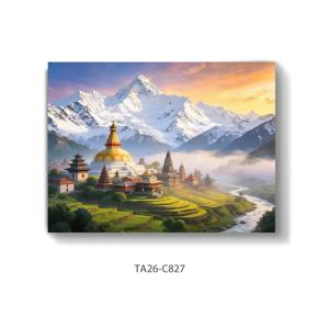 Arte <span class=keywords><strong>de</strong></span> Pared en Lienzo con Paisaje del Himalaya <span class=keywords><strong>de</strong></span> Nepal, Pintura <span class=keywords><strong>de</strong></span> Montaña y Templo, Decoración Enmarcada para Sala <span class=keywords><strong>de</strong></span> Estar y Dormitorio - Product Image 2