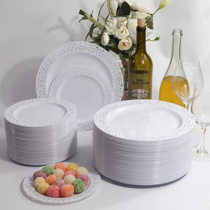 Exquisite Design Plastic <b>Dinner</b> Plates round lace design elegant reusable plates for daily use - Product Image 2
