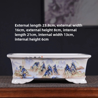 Vente chaude de pots à fleurs en porcelaine émaillée rectangulaires créatifs de style chinois Bonsai avec trou de drainage, résistants aux intempéries pour une utilisation au sol dans le jardin