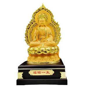 2023 yeni Guanyin Bodhisattva Lotus oturmuş heykeli oturma odası dekorasyon Fengshui Avalokitesvara bodhisattva heykeli