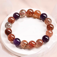 Bracelet en pierres naturelles Super Seven Or Noir, Améthyste, multi-pierres, bijoux en cristal, cadeau pour petite amie, meilleure amie