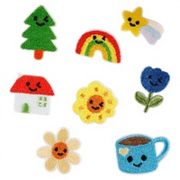 Écusson brodé original en tissu polyester, motif tournesol de dessin animé coréen, accessoire DIY pour vêtements