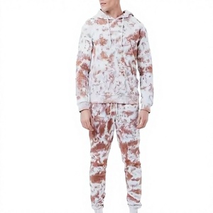 Conjunto Deportivo Informal de Algodón con Capucha y Estampado Tie Dye para Hombre, con Bolsillos Laterales y Cierre con Cordón, para Primavera - Product Image 1