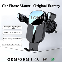 Support de téléphone universel pour grille d'aération de voiture, à fixation automatique par gravité, avec panneau rond en métal brossé et logo personnalisé, pour la navigation GPS et la conduite