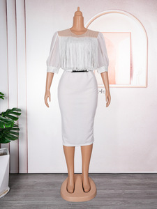Ropa <span class=keywords><strong>de</strong></span> mujer a la moda para ir al trabajo, elegante falda ajustada, vestido con borlas <span class=keywords><strong>de</strong></span> talla grande estilo africano <span class=keywords><strong>de</strong></span> <span class=keywords><strong>AliExpress</strong></span> - Product Image 3