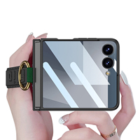 Estuche ultrafino impermeable a prueba de golpes para PC para Z Flip 5/6 con soporte de tira y soporte de pulsera de anillo de dedo