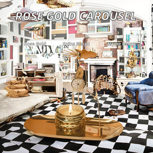 ที่วางเทียนหมุนได้แม่เหล็กสีโรสโกลด์ YIT พร้อมถาด สำหรับตกแต่งวันคริสต์มาสและวันวาเลนไทน์ - Product Image 2