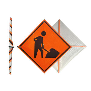 Laranja reflexivo PVC vinil roll-up sinal temporário construção dobrável e durável homens trabalhando símbolo - Product Image 2