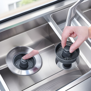 Bouchon de vidange d'évier en acier inoxydable avec filtre ABS et ressort pour évier de cuisine - Product Image 1