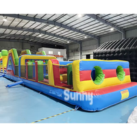 Parcours d'obstacles gonflable géant, château gonflable commercial combiné avec zone de saut pour enfants