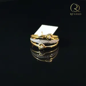Elegant <b>gold</b> <b>ring</b> with diamond accents heart design stylish womens jewelry modern band gift for her daily wear luxury look - Product Image 3