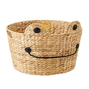 Cesta de Almacenamiento Redonda de Mimbre Hecha a Mano para Niños, de un Solo Nivel, para Juguetes y Ropa, de Vietnam - Product Image 2