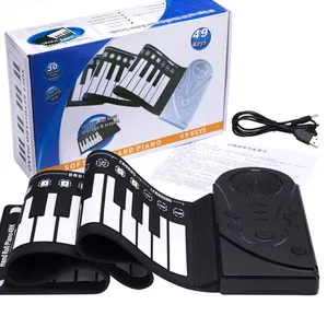 Wholesale 49-key folding hand-rolling piano, silicone portable hand-rolling piano, children's beginner electronic piano