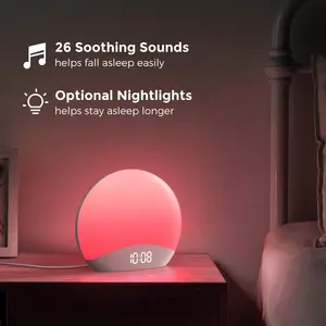 HiFiD Hot Selling Quality 26 Sleep Sounds Wake Up Light Sound Machine Sunrise Alarm Clock With Night Light