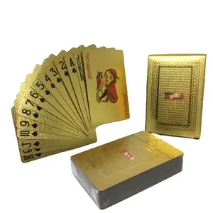 Duurzaam Waterdicht Plastic Speelkaarten Goudfolie Poker Gouden Poker 24K Vergulde Folie Speelkaarten Deck Cadeau