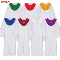 Robes de Chorale Unisexe Mat pour Cérémonie Religieuse, Robe de Remise de Diplôme, Costume de Scène avec Étole en V, Robe de Fête pour Femmes et Hommes