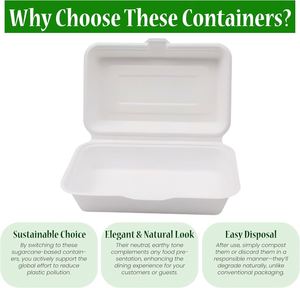 Caja Contenedora Desechable Personalizada de 10"x6"x2.5" para Fish and Chips, de Bagazo Compostable, 33g, Venta Caliente - Product Image 4