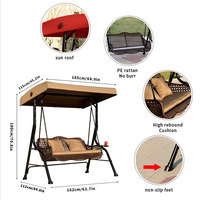 Chaises suspendues d'extérieur en rotin et osier, pour patio, balcon, balançoire avec plafond